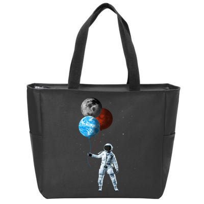Planet Balloons Astronaut Space Zip Tote Bag