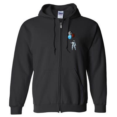 Planet Balloons Astronaut Space Full Zip Hoodie