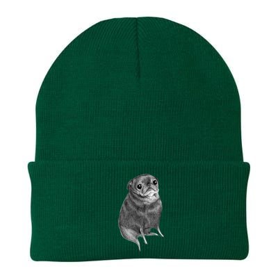 Sweet Black Pug Knit Cap Winter Beanie