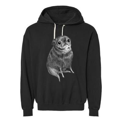 Sweet Black Pug Garment-Dyed Fleece Hoodie