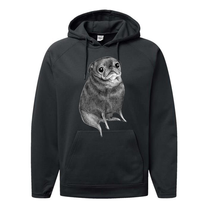 Sweet Black Pug Performance Fleece Hoodie