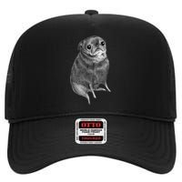 Sweet Black Pug High Crown Mesh Back Trucker Hat