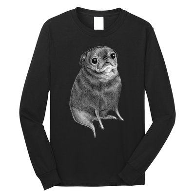 Sweet Black Pug Long Sleeve Shirt