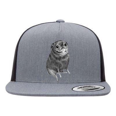 Sweet Black Pug Flat Bill Trucker Hat