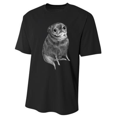 Sweet Black Pug Performance Sprint T-Shirt