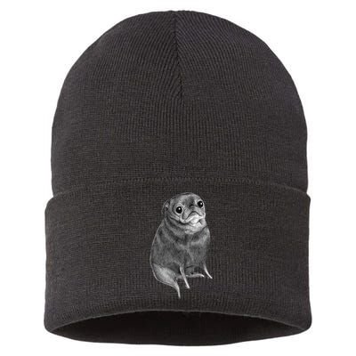 Sweet Black Pug Sustainable Knit Beanie