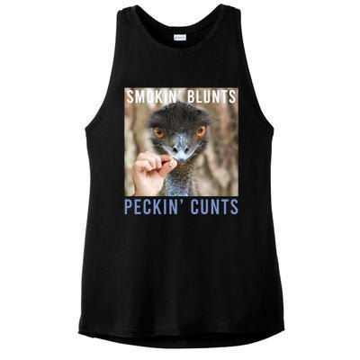 Smokin Blunts Peckin Cunts Ladies PosiCharge Tri-Blend Wicking Tank