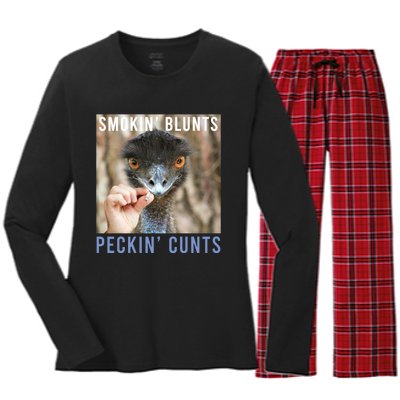 Smokin Blunts Peckin Cunts Women's Long Sleeve Flannel Pajama Set 