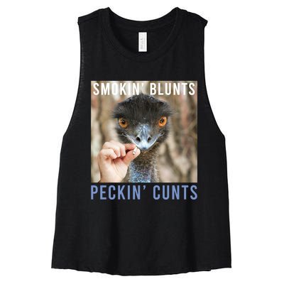 Smokin Blunts Peckin Cunts Women's Racerback Cropped Tank