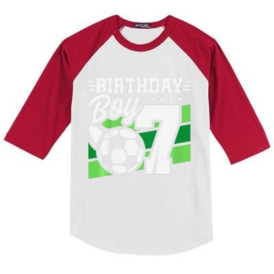 Soccer Birthday Party 7 Year Old Boy 7th Birthday Kids Colorblock Raglan Jersey