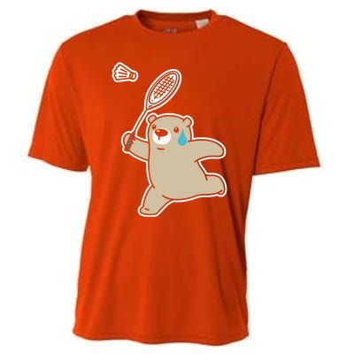 Sweet Bear Playing Badminton Badminton Player Badminton Gift Cooling Performance Crew T-Shirt