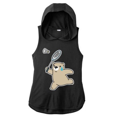 Sweet Bear Playing Badminton Badminton Player Badminton Gift Ladies PosiCharge Tri-Blend Wicking Draft Hoodie Tank