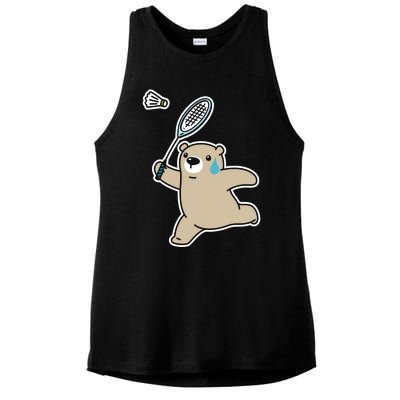 Sweet Bear Playing Badminton Badminton Player Badminton Gift Ladies PosiCharge Tri-Blend Wicking Tank