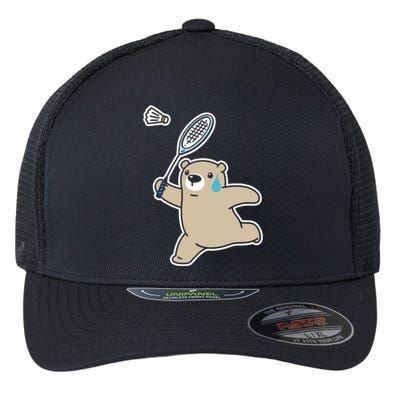 Sweet Bear Playing Badminton Badminton Player Badminton Gift Flexfit Unipanel Trucker Cap