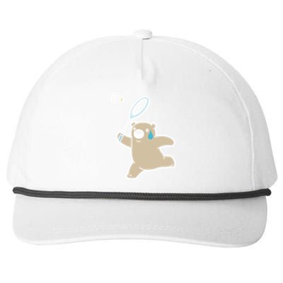 Sweet Bear Playing Badminton Badminton Player Badminton Gift Snapback Five-Panel Rope Hat