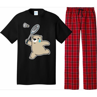 Sweet Bear Playing Badminton Badminton Player Badminton Gift Pajama Set