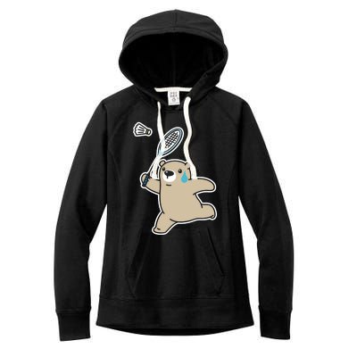 Sweet Bear Playing Badminton Badminton Player Badminton Gift Women's Fleece Hoodie