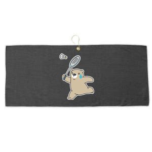 Sweet Bear Playing Badminton Badminton Player Badminton Gift Large Microfiber Waffle Golf Towel