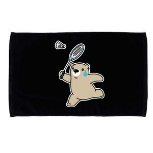 Sweet Bear Playing Badminton Badminton Player Badminton Gift Microfiber Hand Towel