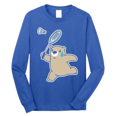 Sweet Bear Playing Badminton Badminton Player Badminton Gift Long Sleeve Shirt