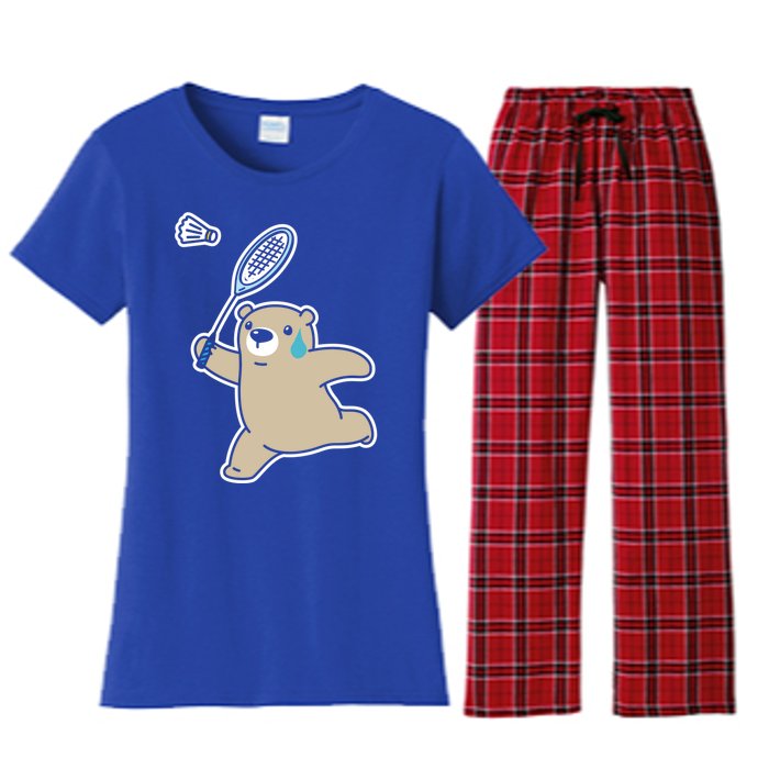 Sweet Bear Playing Badminton Badminton Player Badminton Gift Women's Flannel Pajama Set