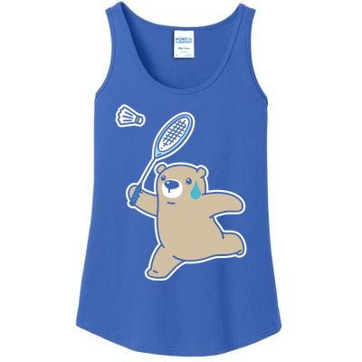 Sweet Bear Playing Badminton Badminton Player Badminton Gift Ladies Essential Tank