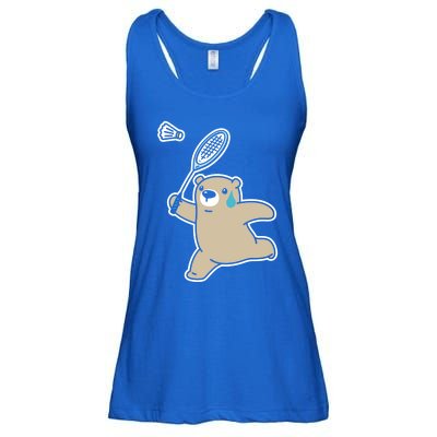 Sweet Bear Playing Badminton Badminton Player Badminton Gift Ladies Essential Flowy Tank