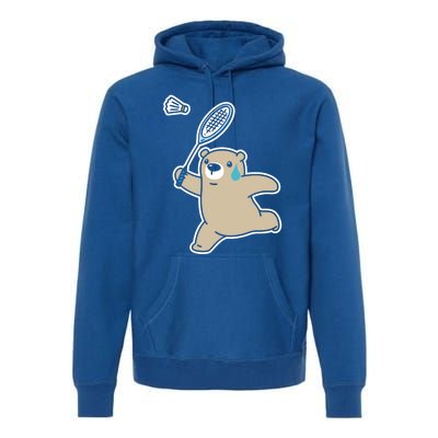 Sweet Bear Playing Badminton Badminton Player Badminton Gift Premium Hoodie