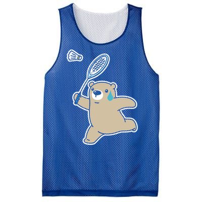 Sweet Bear Playing Badminton Badminton Player Badminton Gift Mesh Reversible Basketball Jersey Tank