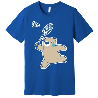 Sweet Bear Playing Badminton Badminton Player Badminton Gift Premium T-Shirt