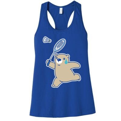 Sweet Bear Playing Badminton Badminton Player Badminton Gift Women's Racerback Tank