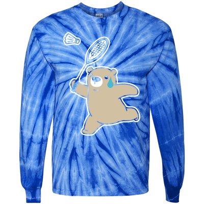 Sweet Bear Playing Badminton Badminton Player Badminton Gift Tie-Dye Long Sleeve Shirt