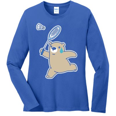 Sweet Bear Playing Badminton Badminton Player Badminton Gift Ladies Long Sleeve Shirt