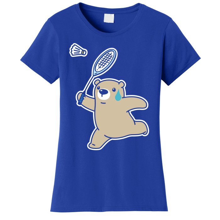 Sweet Bear Playing Badminton Badminton Player Badminton Gift Women's T-Shirt