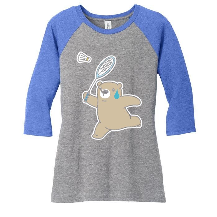 Sweet Bear Playing Badminton Badminton Player Badminton Gift Women's Tri-Blend 3/4-Sleeve Raglan Shirt