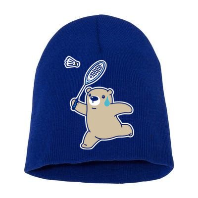 Sweet Bear Playing Badminton Badminton Player Badminton Gift Short Acrylic Beanie