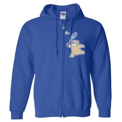 Sweet Bear Playing Badminton Badminton Player Badminton Gift Full Zip Hoodie