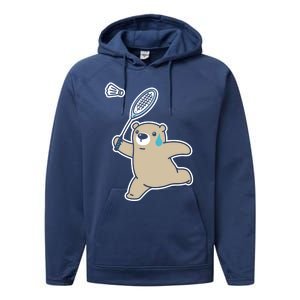 Sweet Bear Playing Badminton Badminton Player Badminton Gift Performance Fleece Hoodie