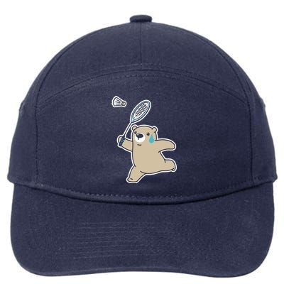 Sweet Bear Playing Badminton Badminton Player Badminton Gift 7-Panel Snapback Hat