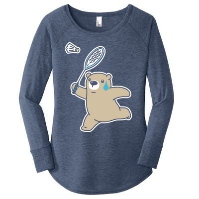 Sweet Bear Playing Badminton Badminton Player Badminton Gift Women's Perfect Tri Tunic Long Sleeve Shirt