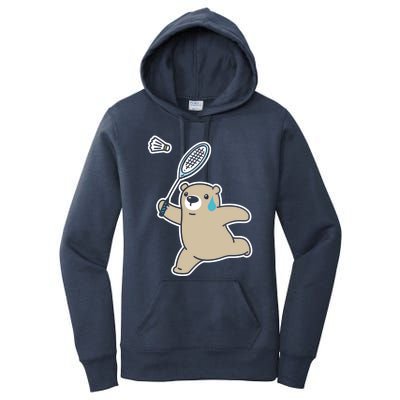 Sweet Bear Playing Badminton Badminton Player Badminton Gift Women's Pullover Hoodie