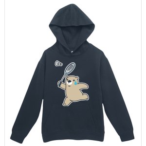 Sweet Bear Playing Badminton Badminton Player Badminton Gift Urban Pullover Hoodie