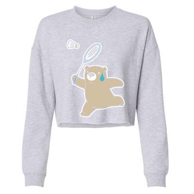 Sweet Bear Playing Badminton Badminton Player Badminton Gift Cropped Pullover Crew