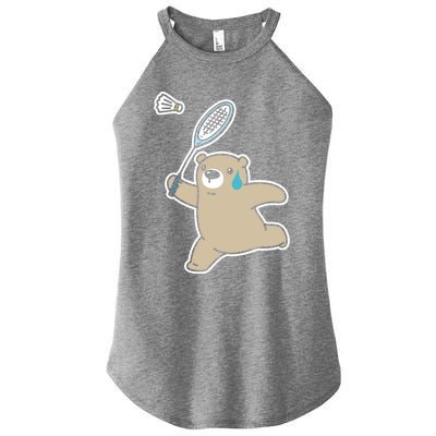 Sweet Bear Playing Badminton Badminton Player Badminton Gift Women's Perfect Tri Rocker Tank