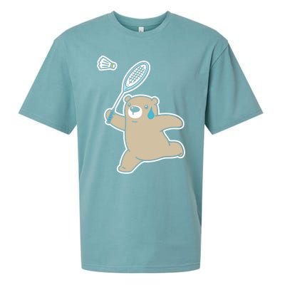 Sweet Bear Playing Badminton Badminton Player Badminton Gift Sueded Cloud Jersey T-Shirt