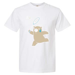 Sweet Bear Playing Badminton Badminton Player Badminton Gift Garment-Dyed Heavyweight T-Shirt