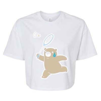 Sweet Bear Playing Badminton Badminton Player Badminton Gift Bella+Canvas Jersey Crop Tee