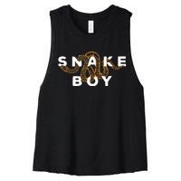 Snake Boy Python Herpetology Snakes Owner Women's Racerback Cropped Tank