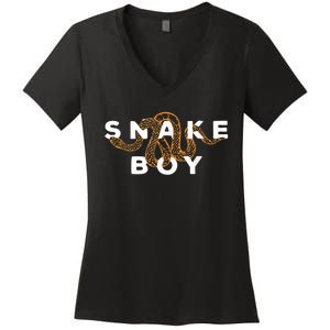 Snake Boy Python Herpetology Snakes Owner Women's V-Neck T-Shirt