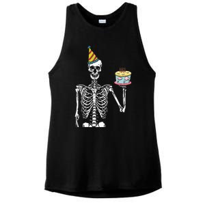 Skeleton Birthday Party Lazy Halloween Costume Funny Skull Ladies PosiCharge Tri-Blend Wicking Tank